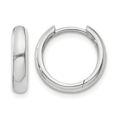 14k White Gold Round Hinged Hoop Earrings