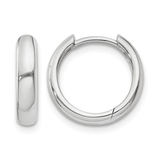 14k White Gold Round Hinged Hoop Earrings