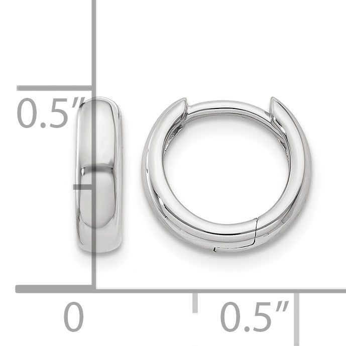 14k White Gold Round Hinged Hoop Earrings
