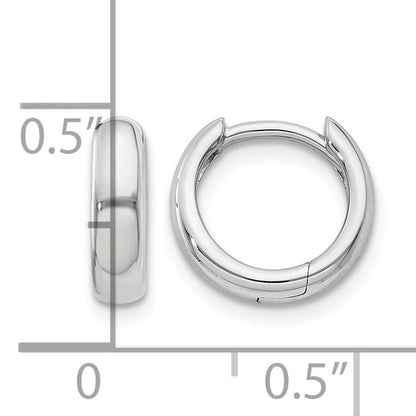 14k White Gold Round Hinged Hoop Earrings
