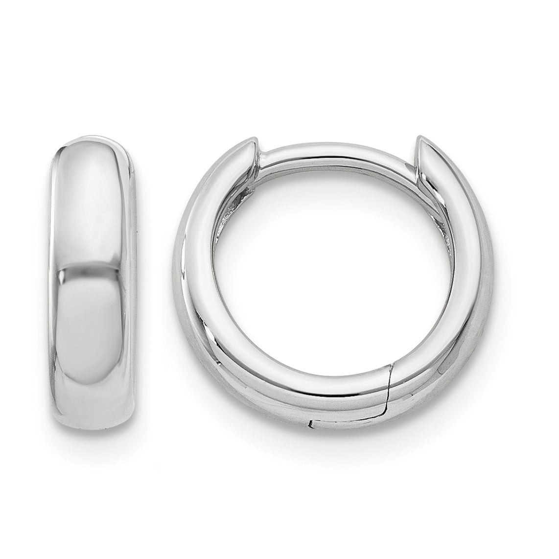 14k White Gold Round Hinged Hoop Earrings