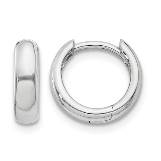 14k White Gold Round Hinged Hoop Earrings