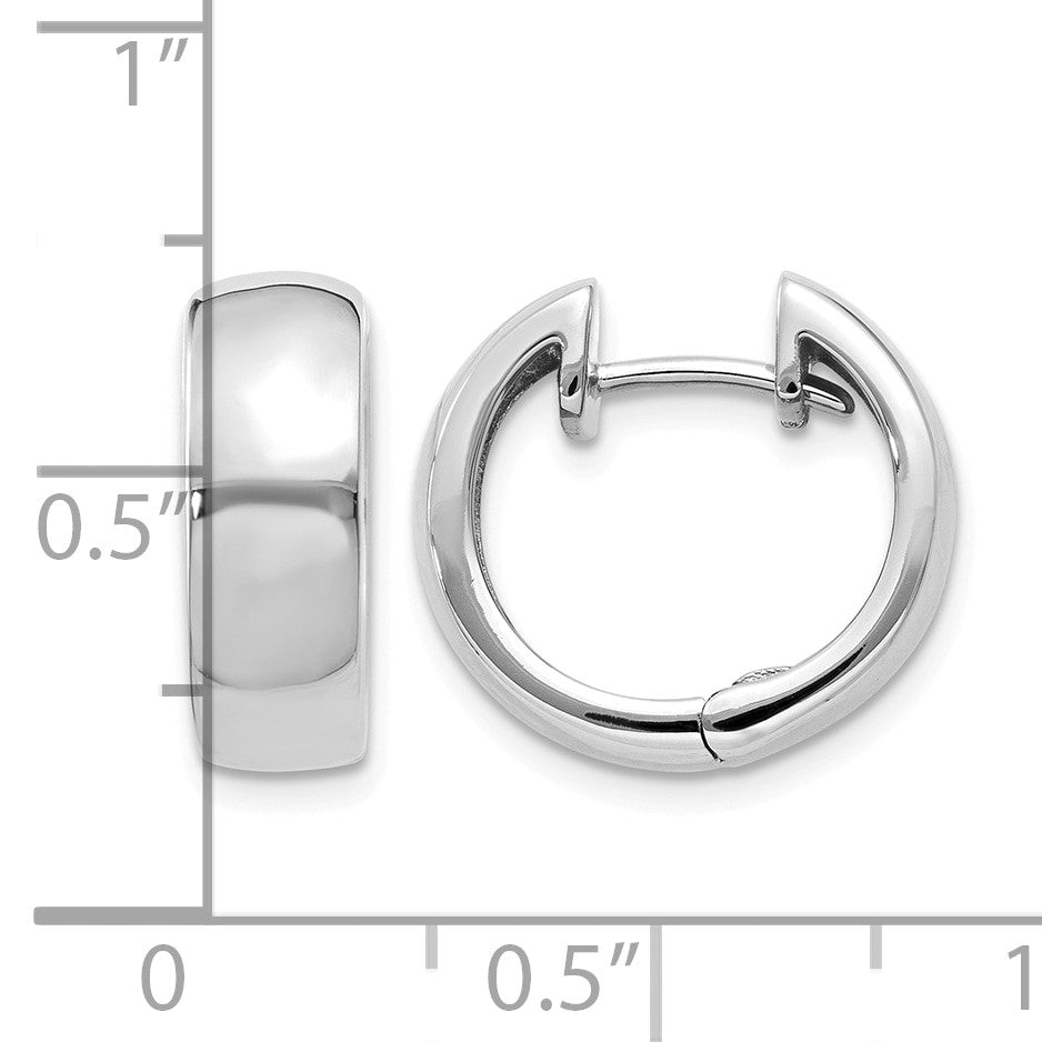 14k White Gold Round Hinged Hoop Earrings