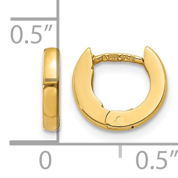 14k Polished Round Hinged Hoop Earrings