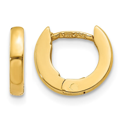 14k Polished Round Hinged Hoop Earrings