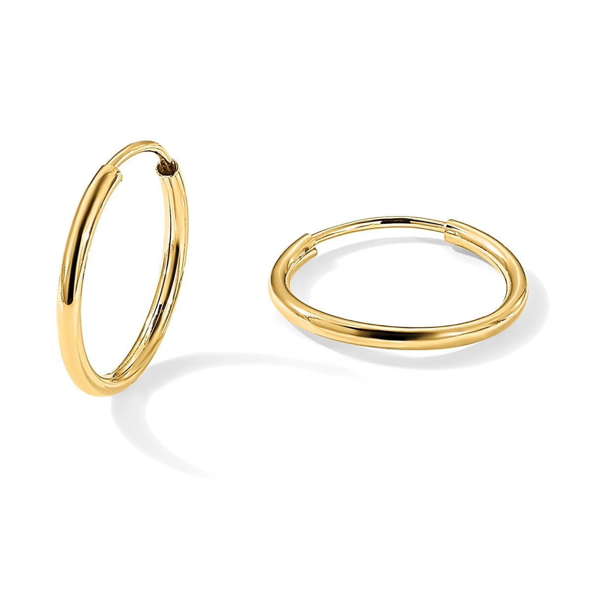 14k 1.5x16mm Polished Round Endless Tube Hoop Earrings