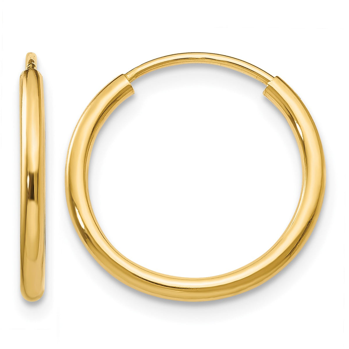 14k 1.5x16mm Polished Round Endless Tube Hoop Earrings