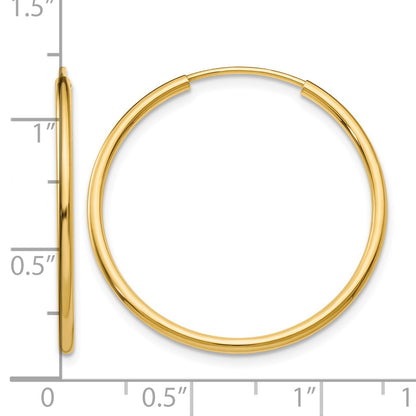 14k 1.5x26mm Polished Round Endless Tube Hoop Earrings
