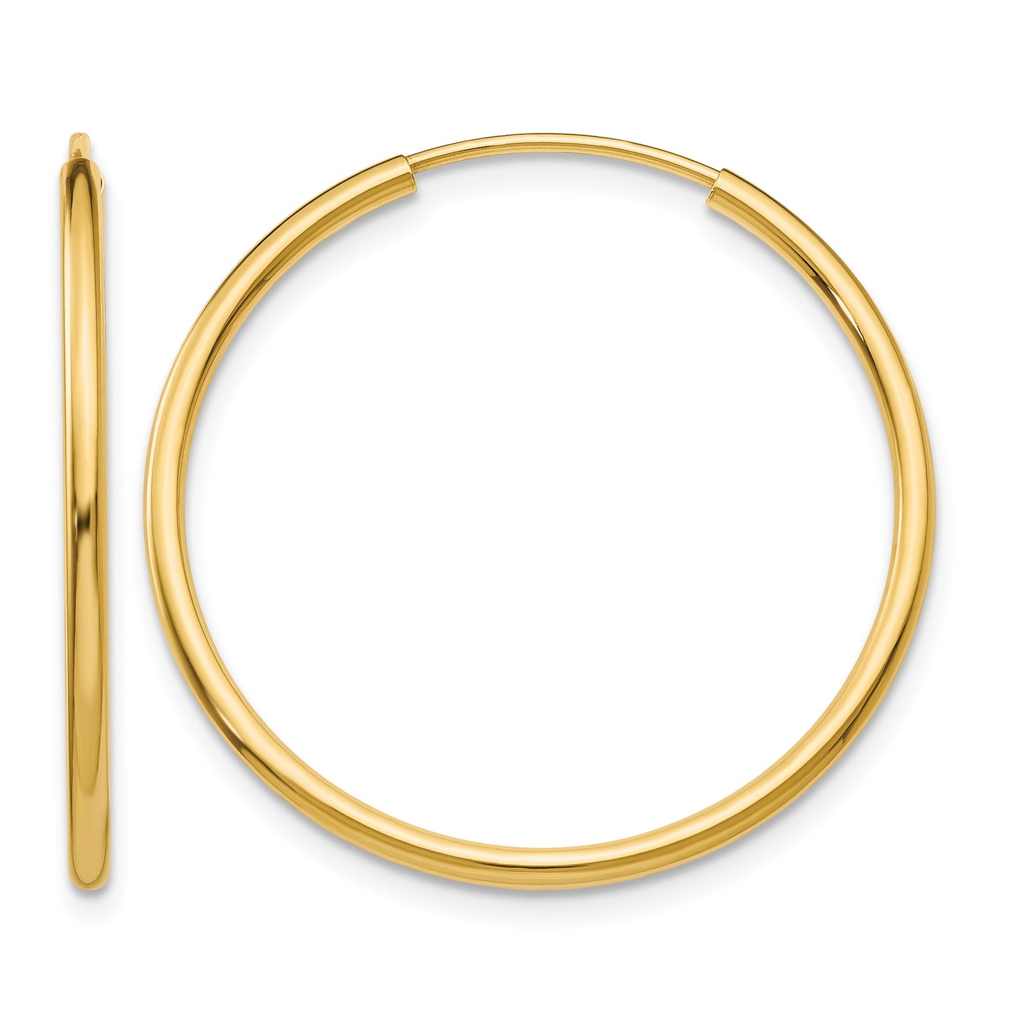 14k 1.5x26mm Polished Round Endless Tube Hoop Earrings