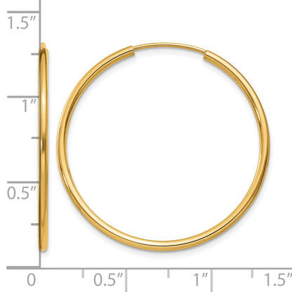 14k 1.5x30mm Polished Round Endless Tube Hoop Earrings