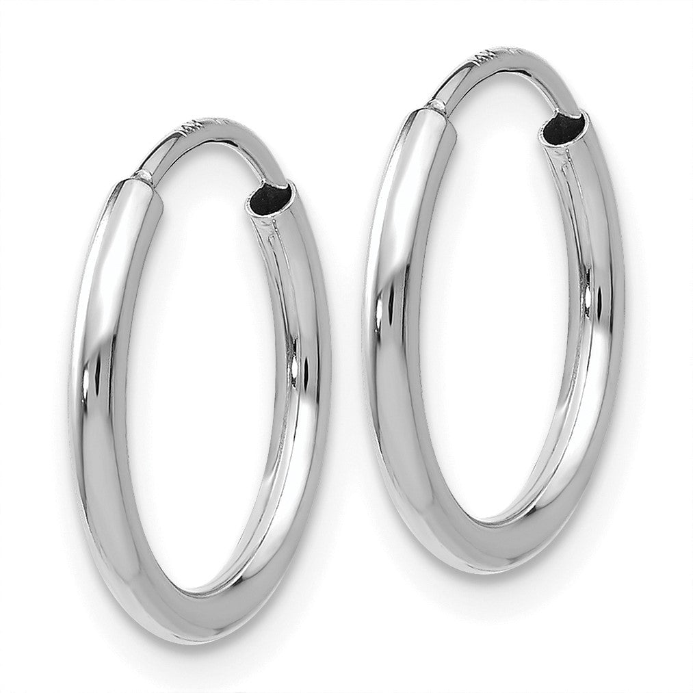 14k White Gold 1.5x15mm Polished Endless Tube Hoop Earrings