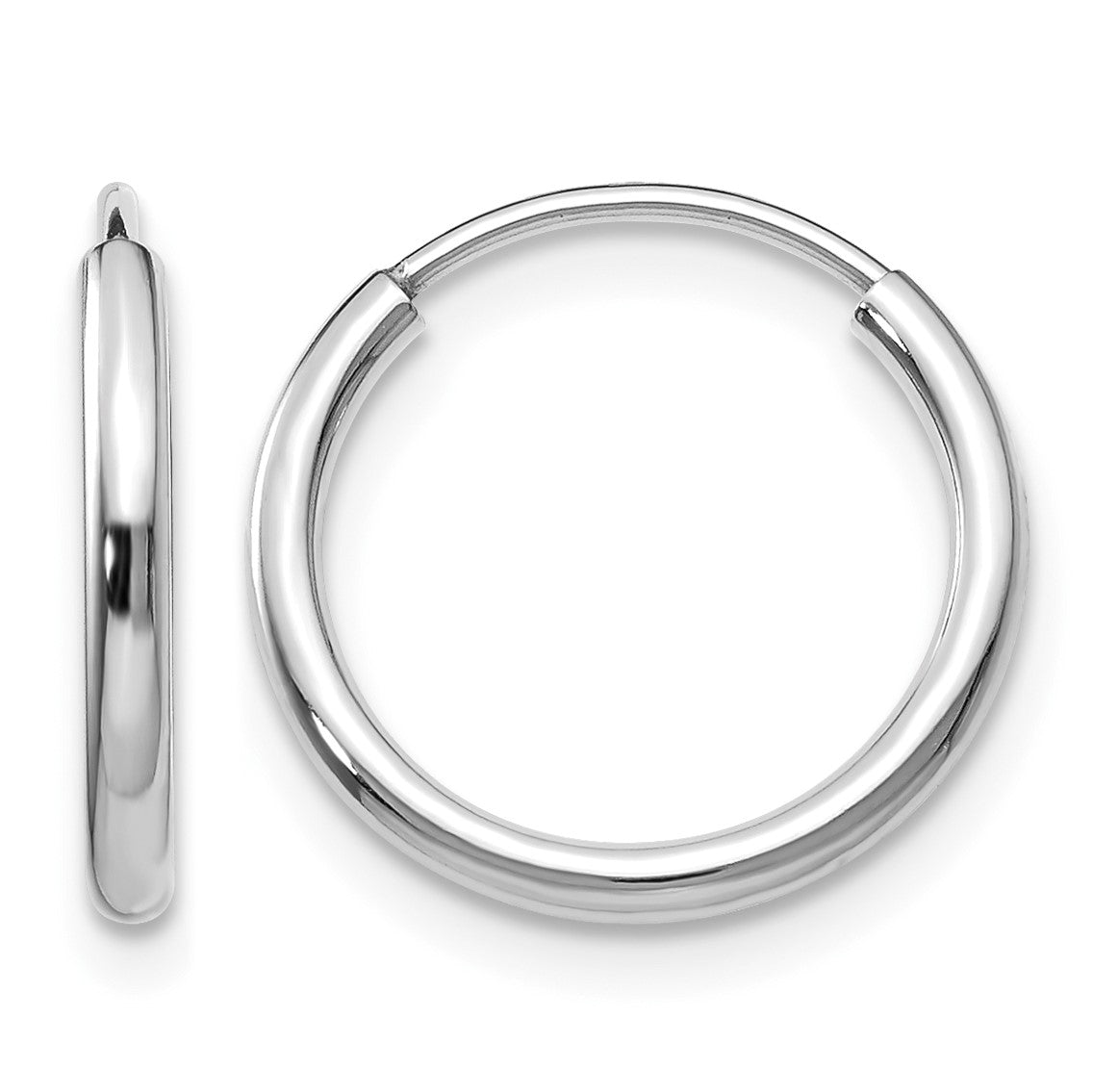 14k White Gold 1.5x15mm Polished Endless Tube Hoop Earrings