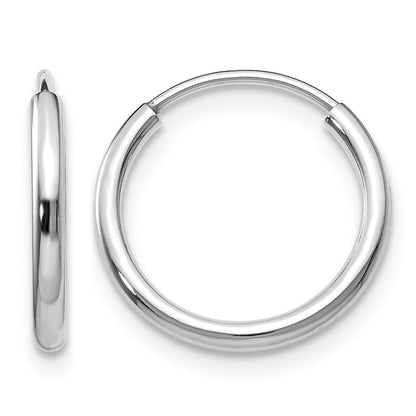 14k White Gold 1.5x15mm Polished Endless Tube Hoop Earrings