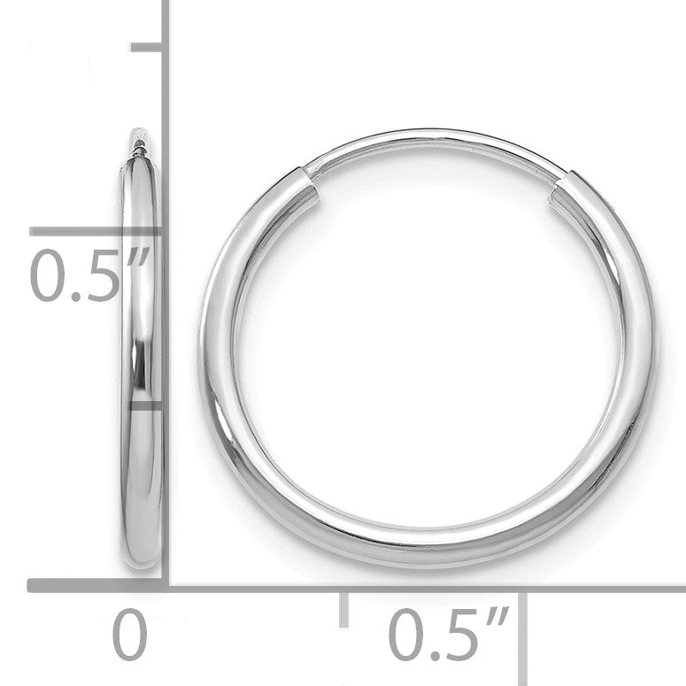 14k White Gold 1.5x16mm Polished Endless Tube Hoop Earrings