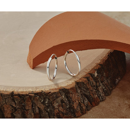 14k White Gold 1.5x16mm Polished Endless Tube Hoop Earrings