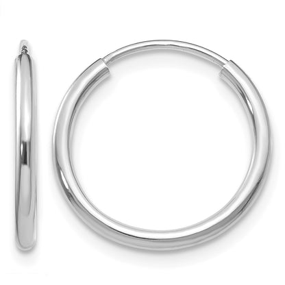 14k White Gold 1.5x16mm Polished Endless Tube Hoop Earrings