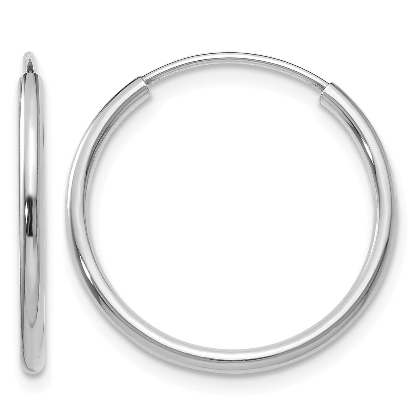 14k White Gold 1.5x17mm Polished Endless Tube Hoop Earrings