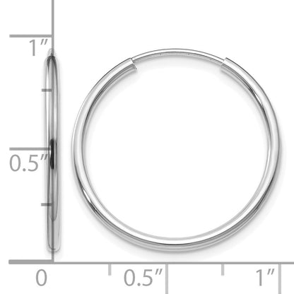 14k White Gold 1.5x23mm Polished Endless Tube Hoop Earrings