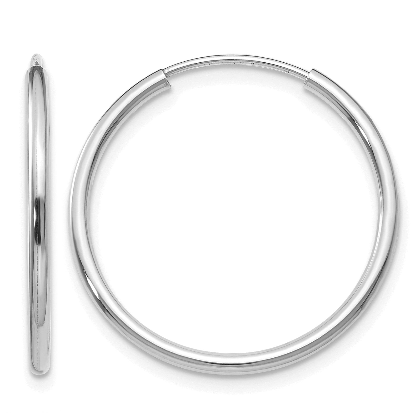 14k White Gold 1.5x23mm Polished Endless Tube Hoop Earrings