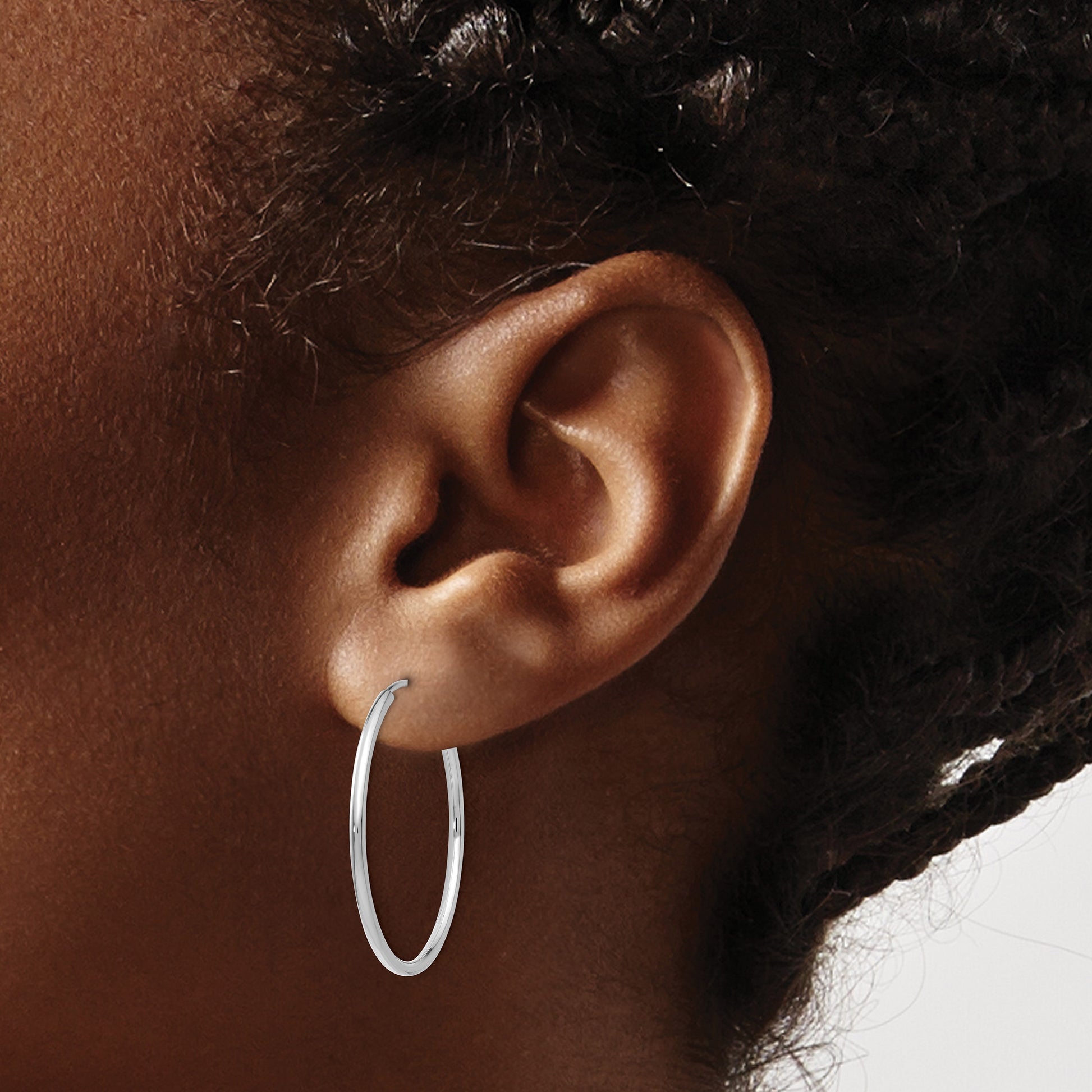 14k White Gold 1.5x26mm Polished Endless Tube Hoop Earrings