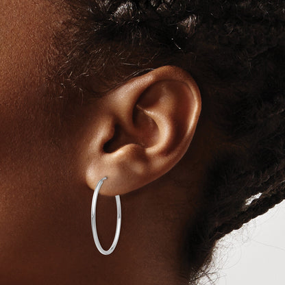 14k White Gold 1.5x26mm Polished Endless Tube Hoop Earrings
