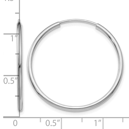 14k White Gold 1.5x26mm Polished Endless Tube Hoop Earrings