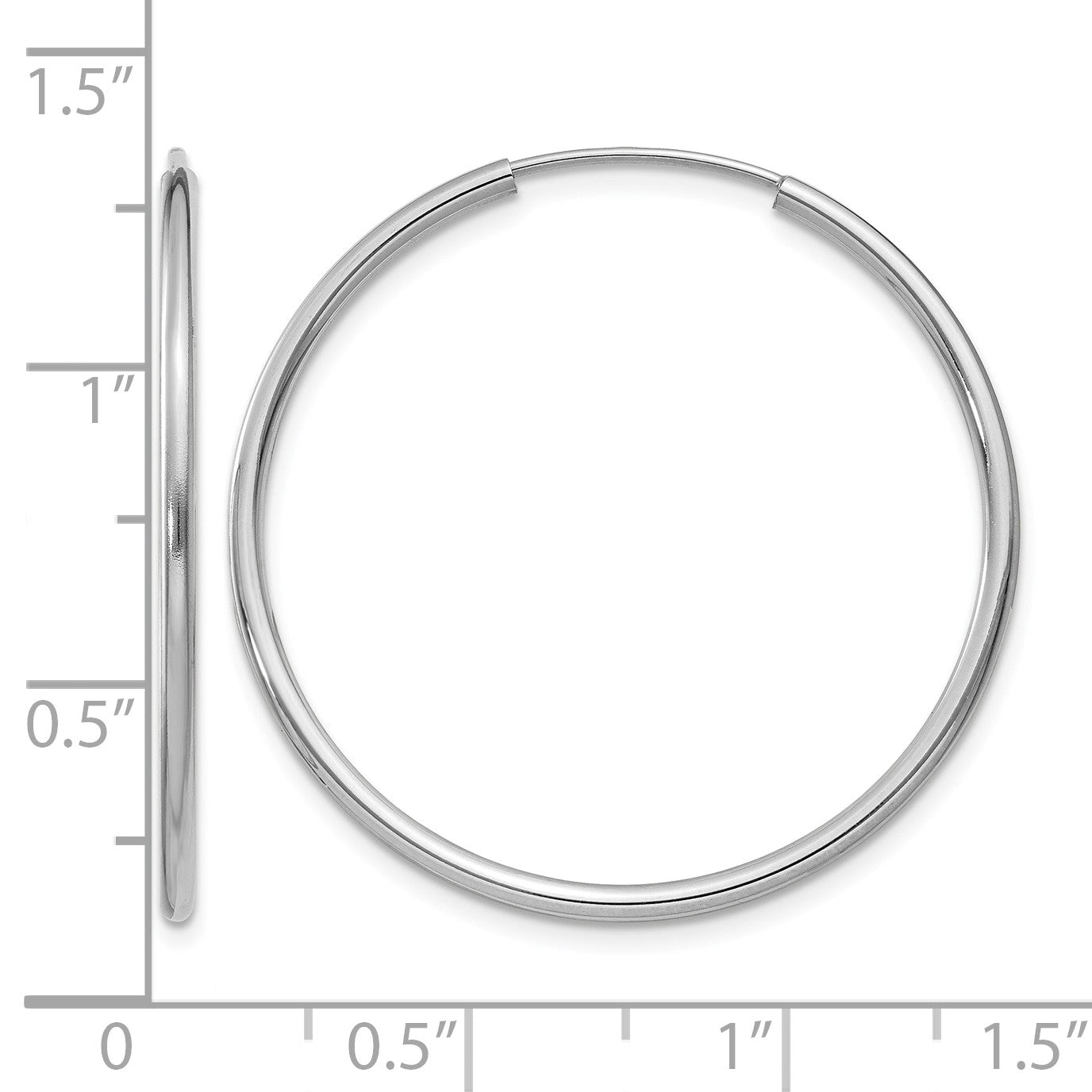 14k White Gold 1.5x30mm Polished Endless Tube Hoop Earrings
