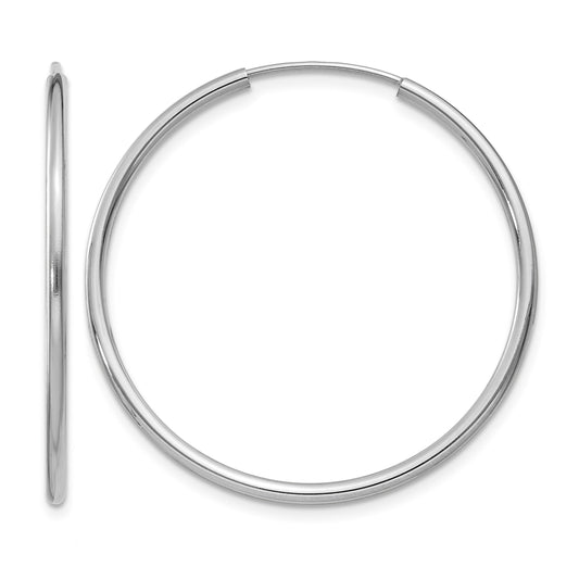 14k White Gold 1.5x30mm Polished Endless Tube Hoop Earrings