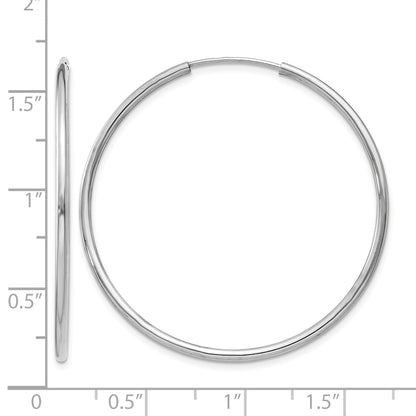 14k White Gold 1.5x38mm Polished Endless Tube Hoop Earrings