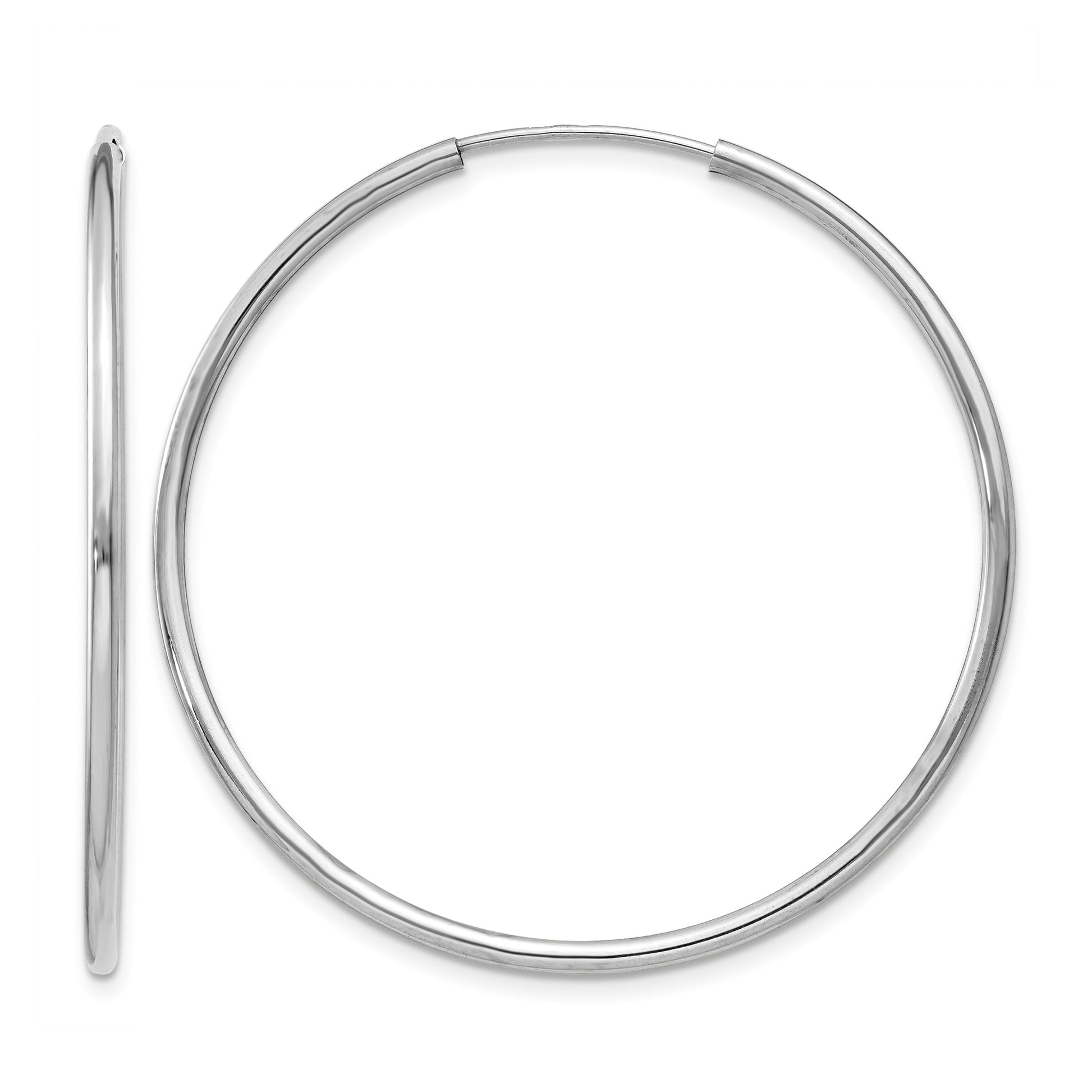 14k White Gold 1.5x38mm Polished Endless Tube Hoop Earrings