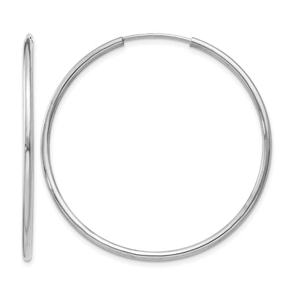 14k White Gold 1.5x38mm Polished Endless Tube Hoop Earrings
