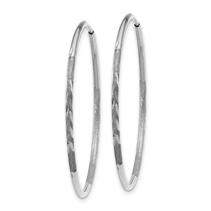 14K White Gold 1.25mm Diamond-cut Endless Hoop Earring