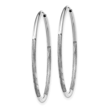 14K White Gold 1.25mm Diamond-cut Endless Hoop Earring