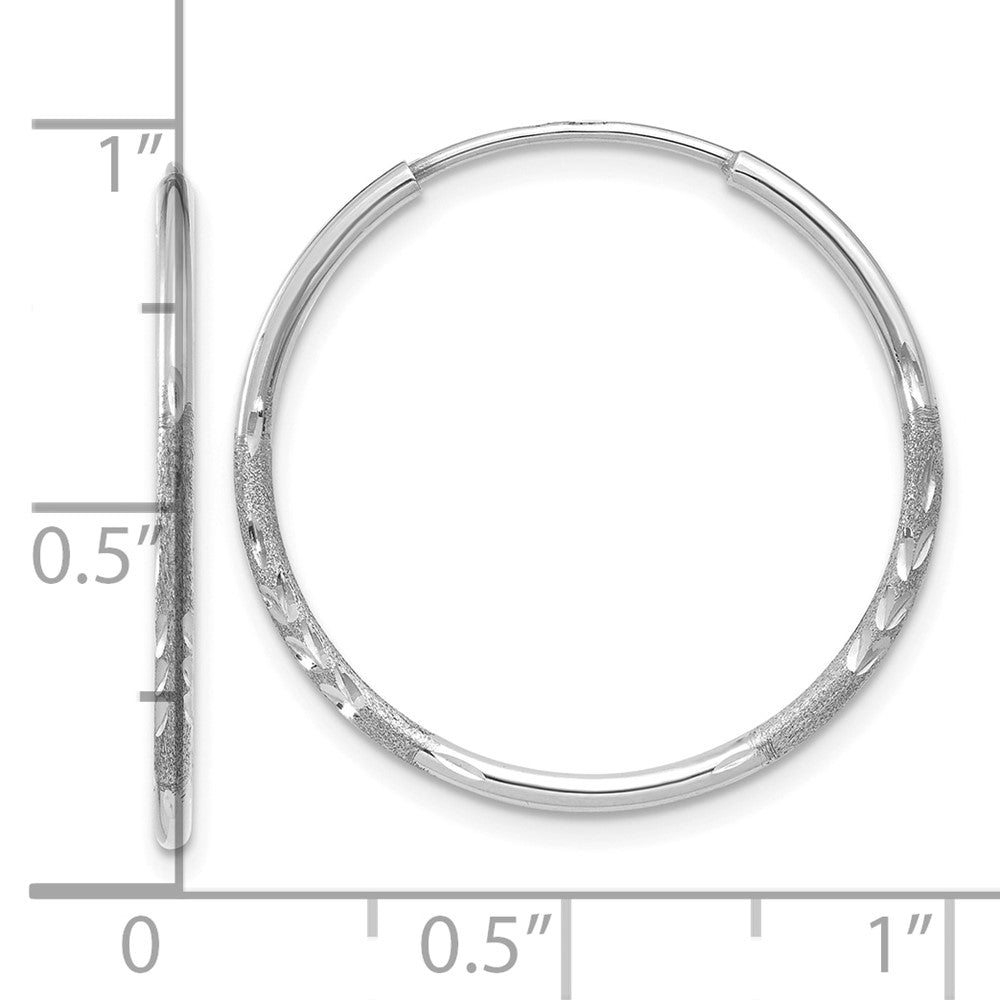 14K White Gold 1.25mm Diamond-cut Endless Hoop Earring