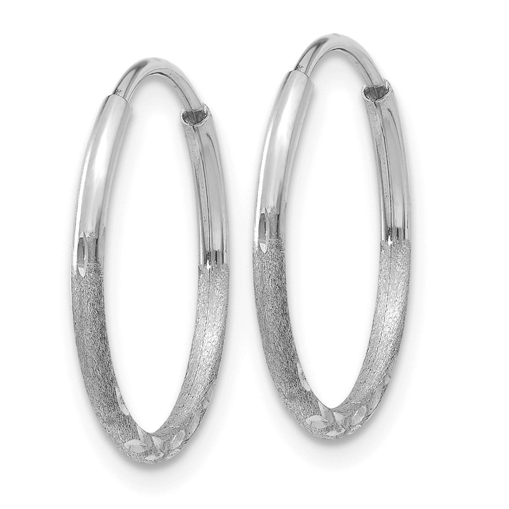 14K White Gold 1.25mm Diamond-cut Endless Hoop Earring