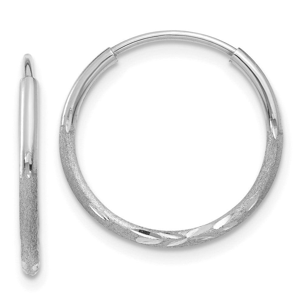 14K White Gold 1.25mm Diamond-cut Endless Hoop Earring