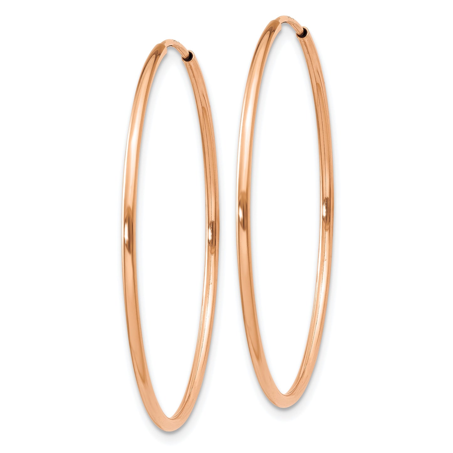 14k Rose Gold 1.2x34mm Polished Endless Tube Hoop Earrings