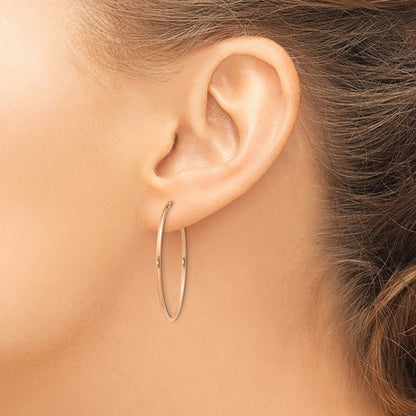 14k Rose Gold 1.2x34mm Polished Endless Tube Hoop Earrings