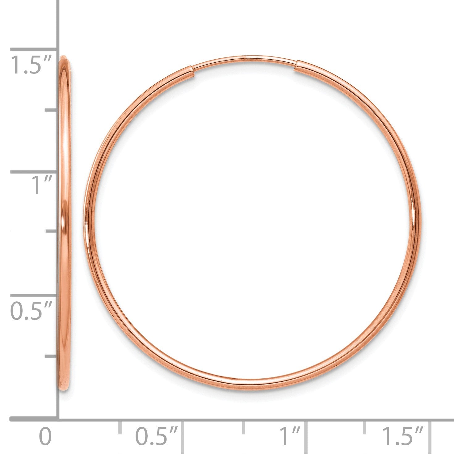 14k Rose Gold 1.2x34mm Polished Endless Tube Hoop Earrings