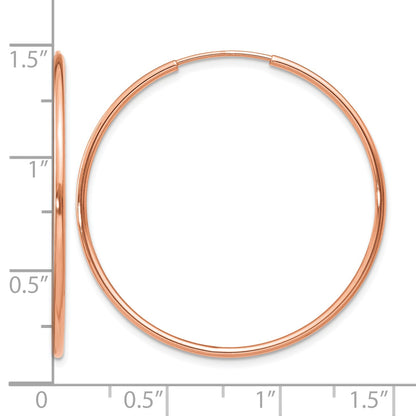 14k Rose Gold 1.2x34mm Polished Endless Tube Hoop Earrings