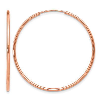 14k Rose Gold 1.2x34mm Polished Endless Tube Hoop Earrings