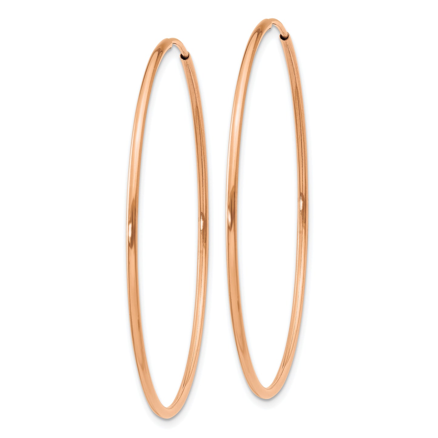 14k Rose Gold 1.2x40mm Polished Endless Tube Hoop Earrings