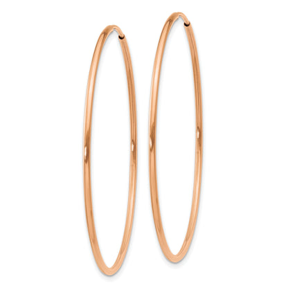 14k Rose Gold 1.2x40mm Polished Endless Tube Hoop Earrings