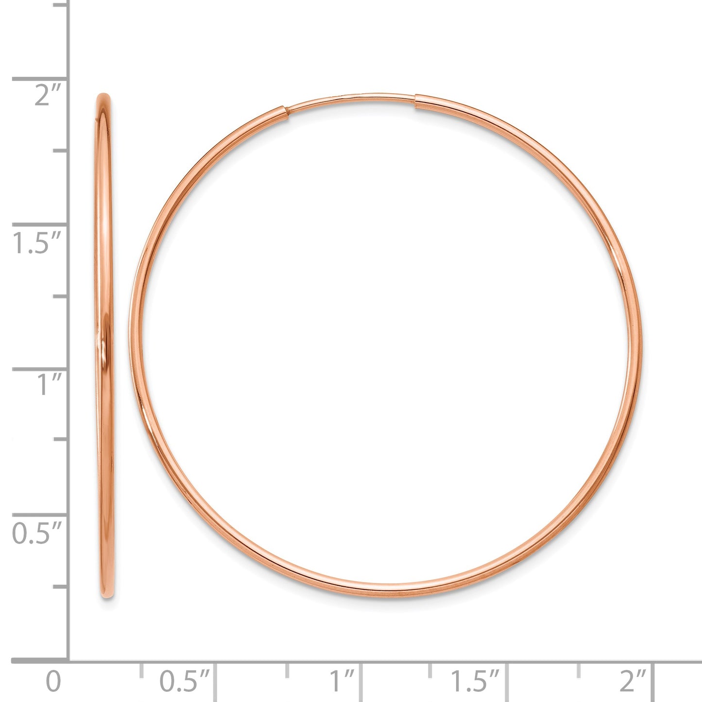 14k Rose Gold 1.2x40mm Polished Endless Tube Hoop Earrings