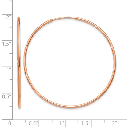 14k Rose Gold 1.2x40mm Polished Endless Tube Hoop Earrings