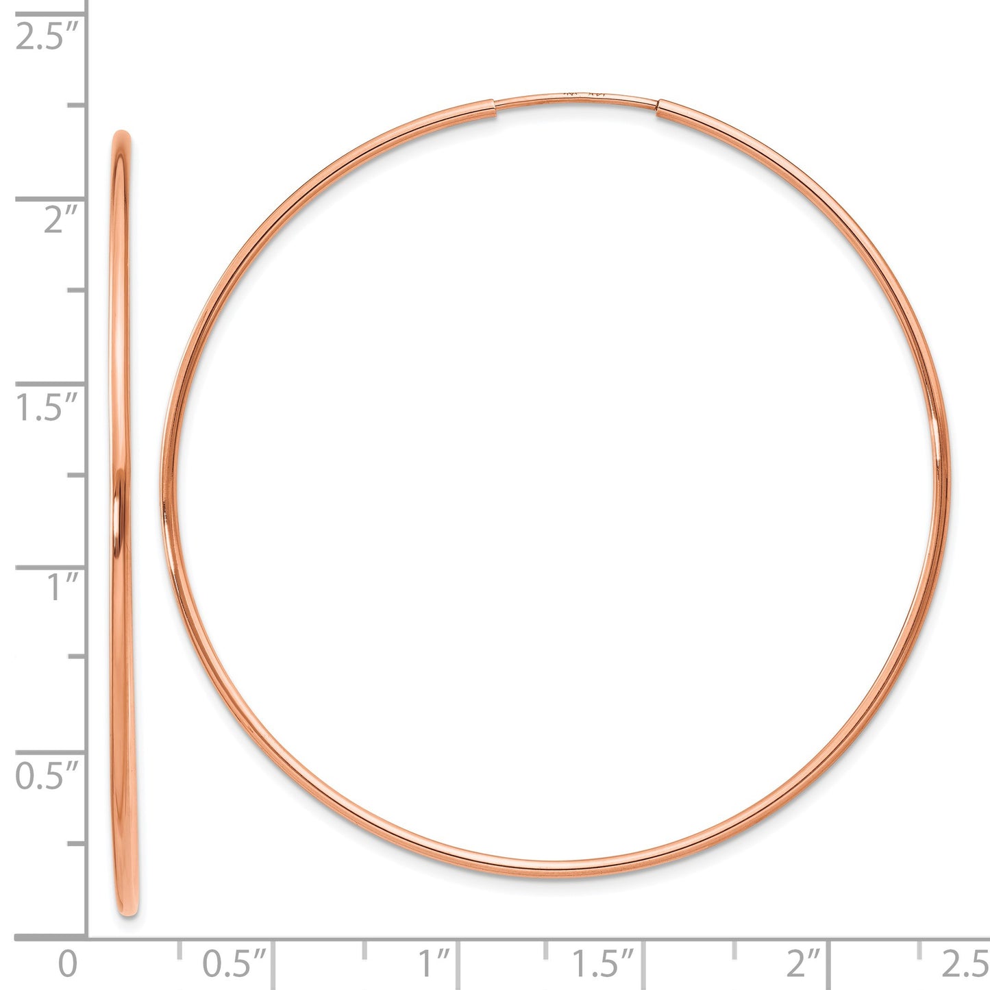 14k Rose Gold 1.2x54mm Polished Endless Tube Hoop Earrings