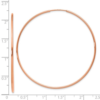 14k Rose Gold 1.2x54mm Polished Endless Tube Hoop Earrings
