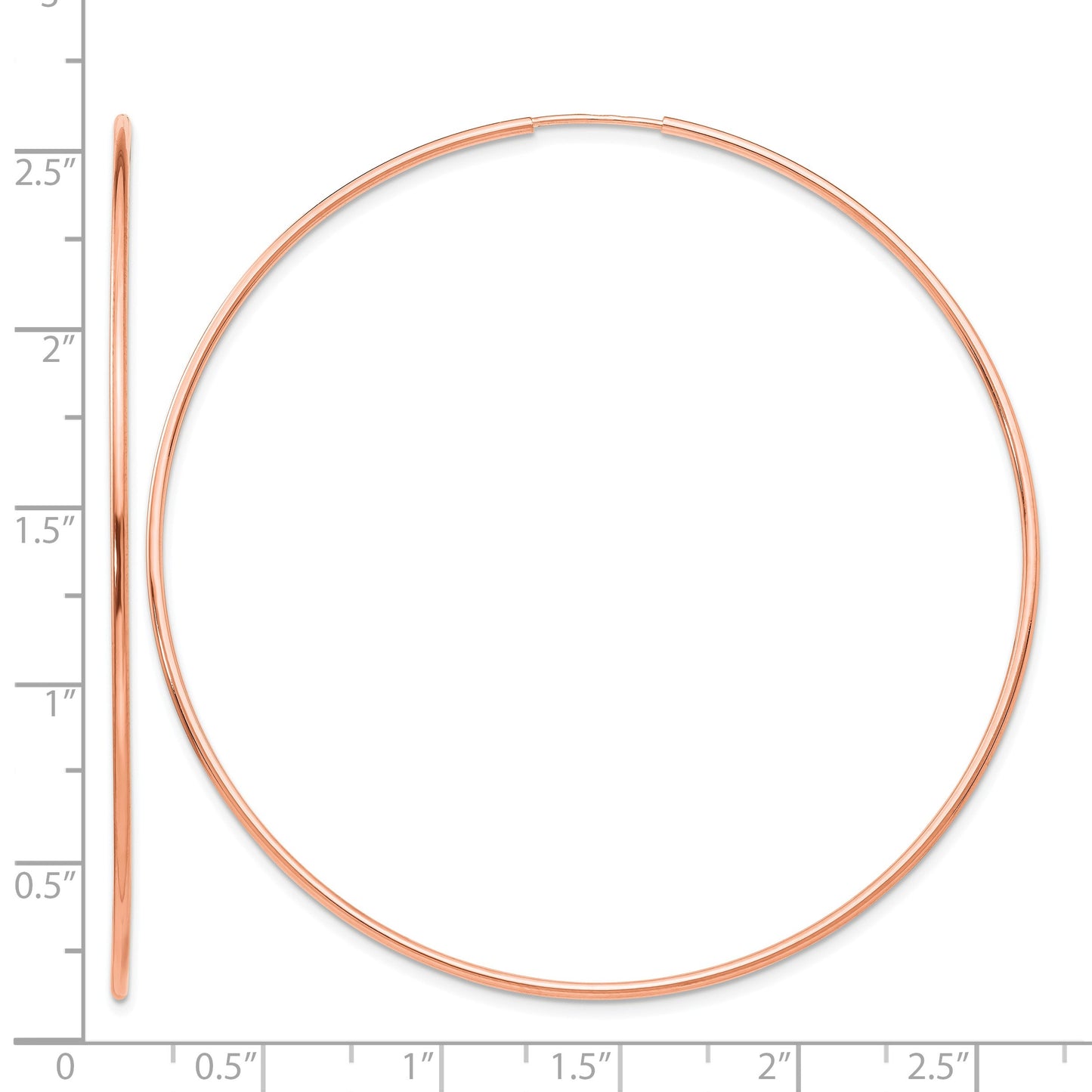 14k Rose Gold 1.2x69mm Polished Endless Hoop Earrings