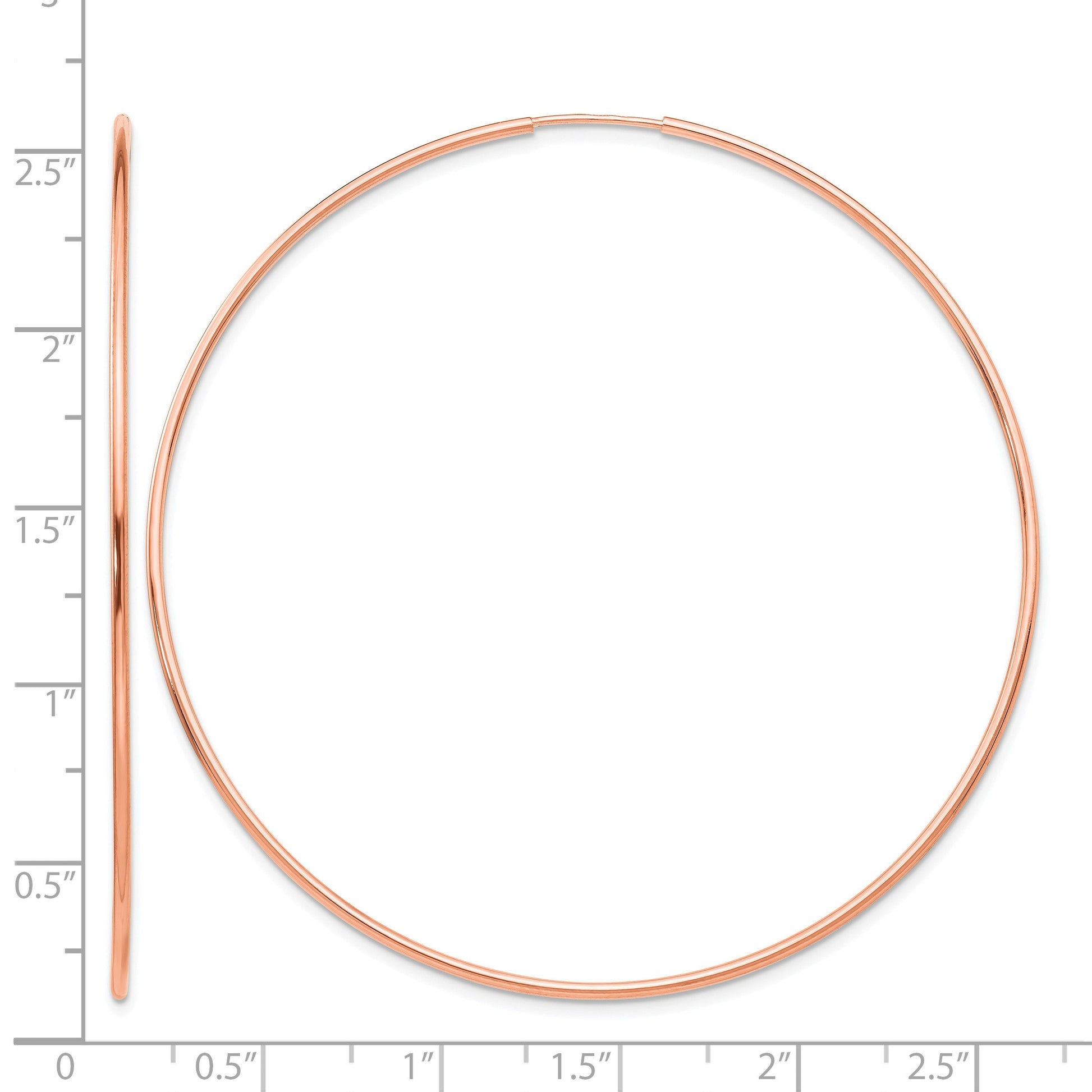 14k Rose Gold 1.2x69mm Polished Endless Hoop Earrings