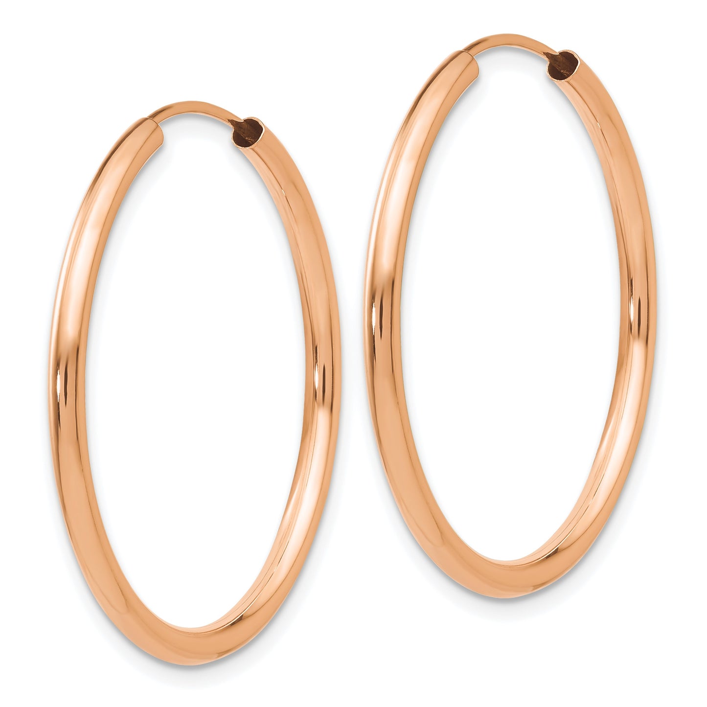 14k Rose Gold 2x30mm Polished Round Endless Hoop Earrings